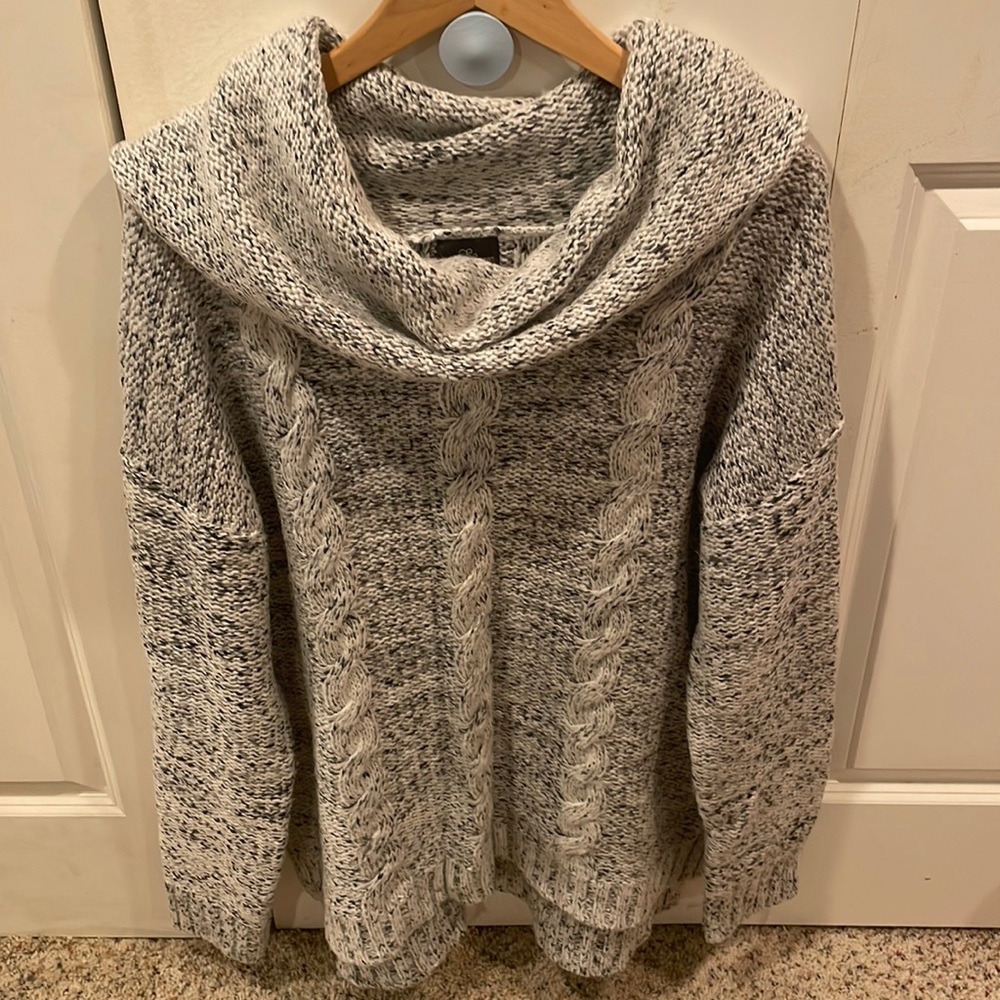 Light gray cowl neck womens sweater